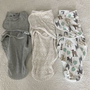 Bundle of 3 Aiden and Anais Easy Swaddle Wrap - Velcro swaddles size 0-3 month